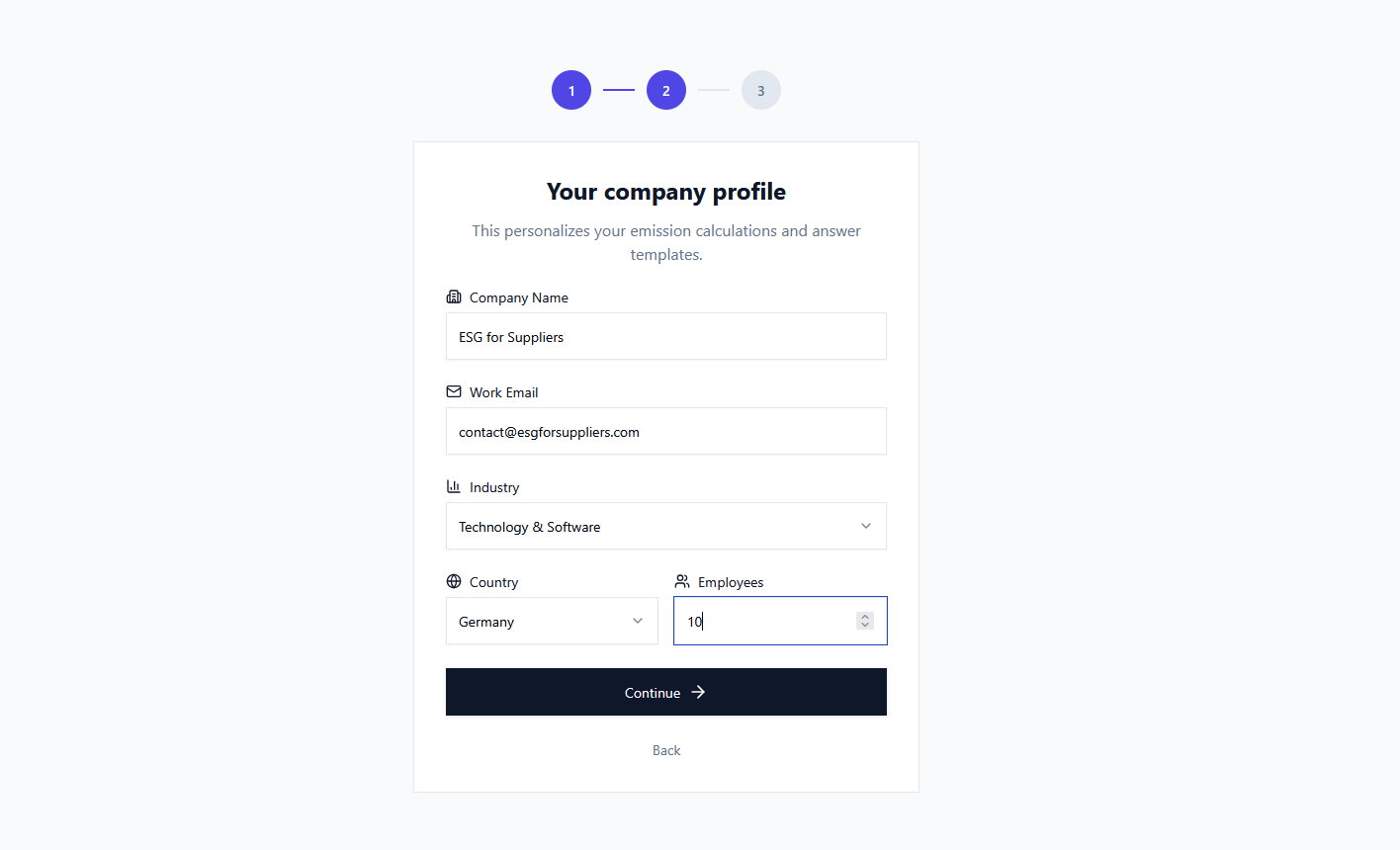 ESG Passport company profile setup